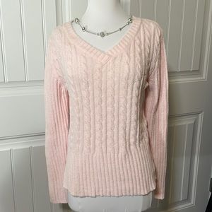 Medium Pink Soft Sonoma Cable Knit Sweater (P111)